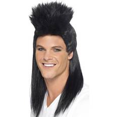 Smiffys 80's Rocker Mullet Wig Long Black