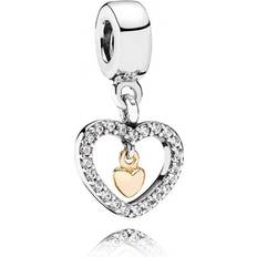 Pandora Forever in My Heart Silver/Gold Charm w. Cubic Zirconia (791421CZ)