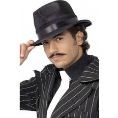 Decades Hats Fancy Dress Smiffys Indestructible Fedora Hat Black