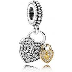 Pandora Love Locks Silver/Gold Pendant Charm w. Cubic Zirconia (791807CZ)