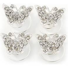 Avalaya Crystal Butterfly Spiral Twist Hair Pins 4-pack