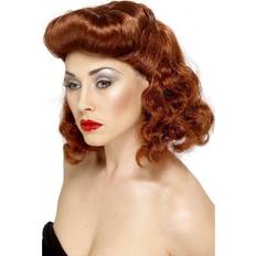 Women Short Wigs Smiffys Pin Up Girl Wig Auburn