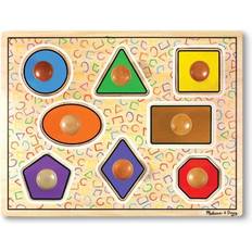 Melissa & Doug Deluxe Jumbo Knob Wooden Puzzle Geometric Shapes 8 Pieces