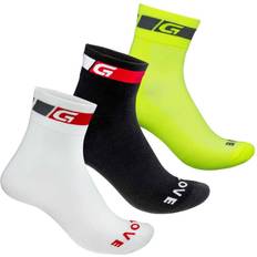 GripGrab Tricolore Regular Cut 3-Pack Sock Unisex - White/Black/Fluo Yellow