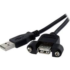 StarTech Panel Mount USB A-USB A 2.0 M-F 1ft