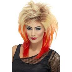 Röd Maskerad Korta peruker Smiffys 80's Mullet Wig Blonde