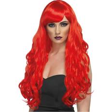 Red Long Wigs Fancy Dress Smiffys Desire Wig Red