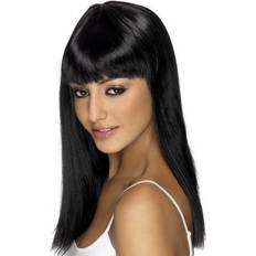 Women Long Wigs Fancy Dress Smiffys Glamourama Wig Black