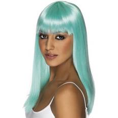 Turkos Maskerad Långa peruker Smiffys Glamourama Wig Neon Aqua