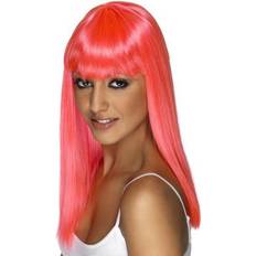 Long Wigs Smiffys Glamourama Wig Neon Pink