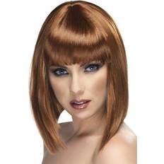 Smiffys Glam Short Wig Brown with Fringe