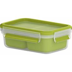 EMSA Emsa Lunch und Snackbox, Mit 2 praktischen Eins&auml;tzen und Deckel, Volumen: 0,55 Liter, Transparent/Gr Boîte alimentaire 0.55L