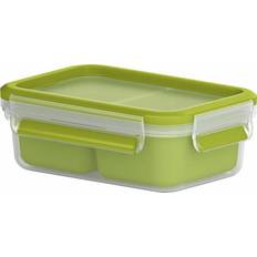 EMSA Emsa Lunch und Snackbox, Mit 2 praktischen Eins&auml;tzen und Deckel, Volumen: 0,55 Liter, Transparent/Gr Matlåda 0.55L