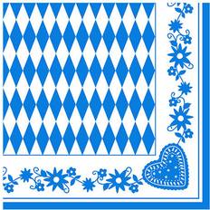 40 cm - Hvid Papirservietter Papstar Napkins 3-PLY 1/4 Fold Bavarian Blue/White 50-pack