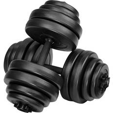 tectake 2 Haltères Courts et Poids, Haltère de Musculation 2 x 15 kg de