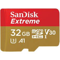 MicroSDHC Geheugenkaarten SanDisk Extreme MicroSDHC Class 10 UHS-I U3 V30 A1 100/60MB/s 32GB +Adapter