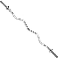 120.0 cm Barres de barbell tectake Barre de Musculation, Barre de Curl en Acier Chromé Moleté gris chrome de