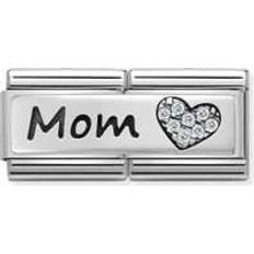 Nomination Composable Classic Double Link Mom and Heart Stainless Steel/Silver Charm w. Swarovski Zirconia (330731 06)