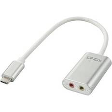 3,5 mm USB Kabler Lindy 2x3.5mm-USB C M-F 0.2m