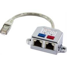 Rj 45 splitter Deltaco RJ45-2xRJ45 FTP Cat5 M-F Adapter