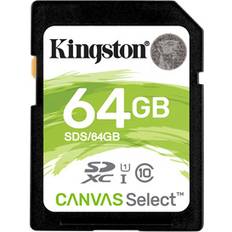 64 GB Memory Cards Kingston Canvas Select SDXC Class 10 UHS-I U1 80/10MB/s 64GB