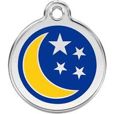 Red Dingo Placa Identificativa Acero Inoxidable Esmalte Luna y Estrellas Azul Para Perros