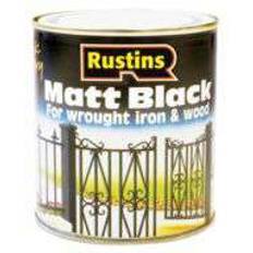 Rustins Quick Dry Black Matt Metal Paint, Wood Paint Black 0.5L