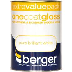 Berger One Coat Gloss Metal Paint, Wood Paint Brilliant White 1.25L