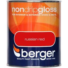 Berger Non Drip Gloss Metal Paint, Wood Paint Red 0.75L