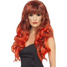 Red Long Wigs Fancy Dress Smiffys Siren Wig Red Black