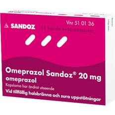 Omeprazol Håndkøbsmedicin Omeprazol Sandoz 20mg 14 stk Kapsel