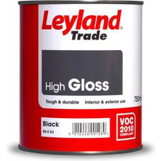 Black gloss paint Leyland Trade High Gloss Wood Paint Black 2.5L