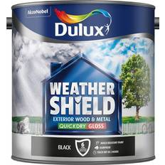 Black gloss paint Dulux Weathershield Exterior Wall Paint Black 2.5L