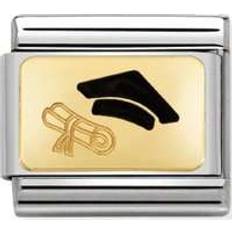 Jewellery Nomination Composable Classic Graduation Cap Link Charm - Silver/Gold/Black