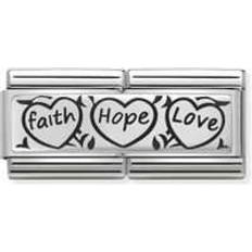 Black Charms & Pendants Nomination Composable Classic Faith Hope Love Double Link Charm - Silver/Black