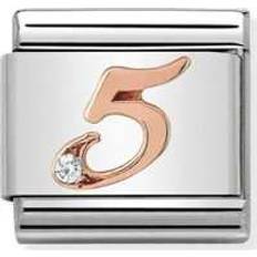 Nomination Composable Classic Link Number 5 Charm - Silver/Rose Gold/White