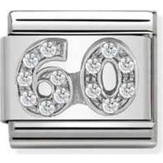 Nomination Composable Classic Number 60 Link Stones Stainless Steel/Silver Charm w. White Swarovski Zirconia (330304 24)