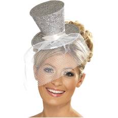 20-tal Maskerad Hattar Smiffys Glittrig Minihatt Silver