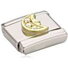 Smycken Nomination Composable Classic Link Moon Stainless Steel/Gold Charm w. White Cubic Zirconia (030308 11)