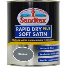 Sandtex Rapid Dry Plus Soft Satin Metal Paint, Wood Paint Grey 0.75L