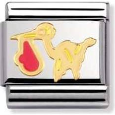 Nomination Composable Classic Link Pink Stork Charm - Silver/Gold/Pink