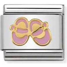 Nomination Composable Classic Pink Shoes Link Stainless Steel/Gold/Enamel Charm (030242 37)