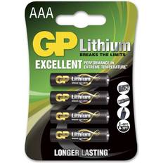 AAA (LR03) Batterier & Laddbart GP Batteries Lithium AAA 4-pack