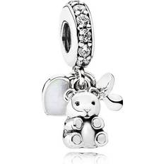 Gray - Women Charms & Pendants Pandora Baby Teddy Bear Dangle Charm - Silver/Grey/transparent