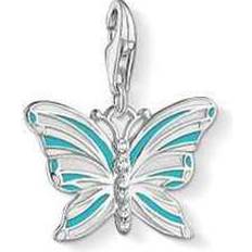 Thomas Sabo Charm Club Butterfly Charm Pendant - Silver/White/Turquoise