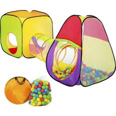 Ball Pit tectake Pyramid Children's Tent with Tunnel - 200 balls