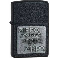 Lighters Zippo Windproof Black Crackle Silver Logo