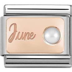 Pearl - Rose Gold Charms & Pendants Nomination Composable Classic June Link Stainless Steel/ Rose Gold Charm w. Pearl - Silver/Rose Gold/Pearl