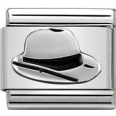 Panama hat Nomination Composable Classic Panama Hat Link Charm - Silver/Black