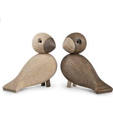 Brugskunst Kay Bojesen Lovebirds Oak Dekorationsfigur 8.8cm 2stk